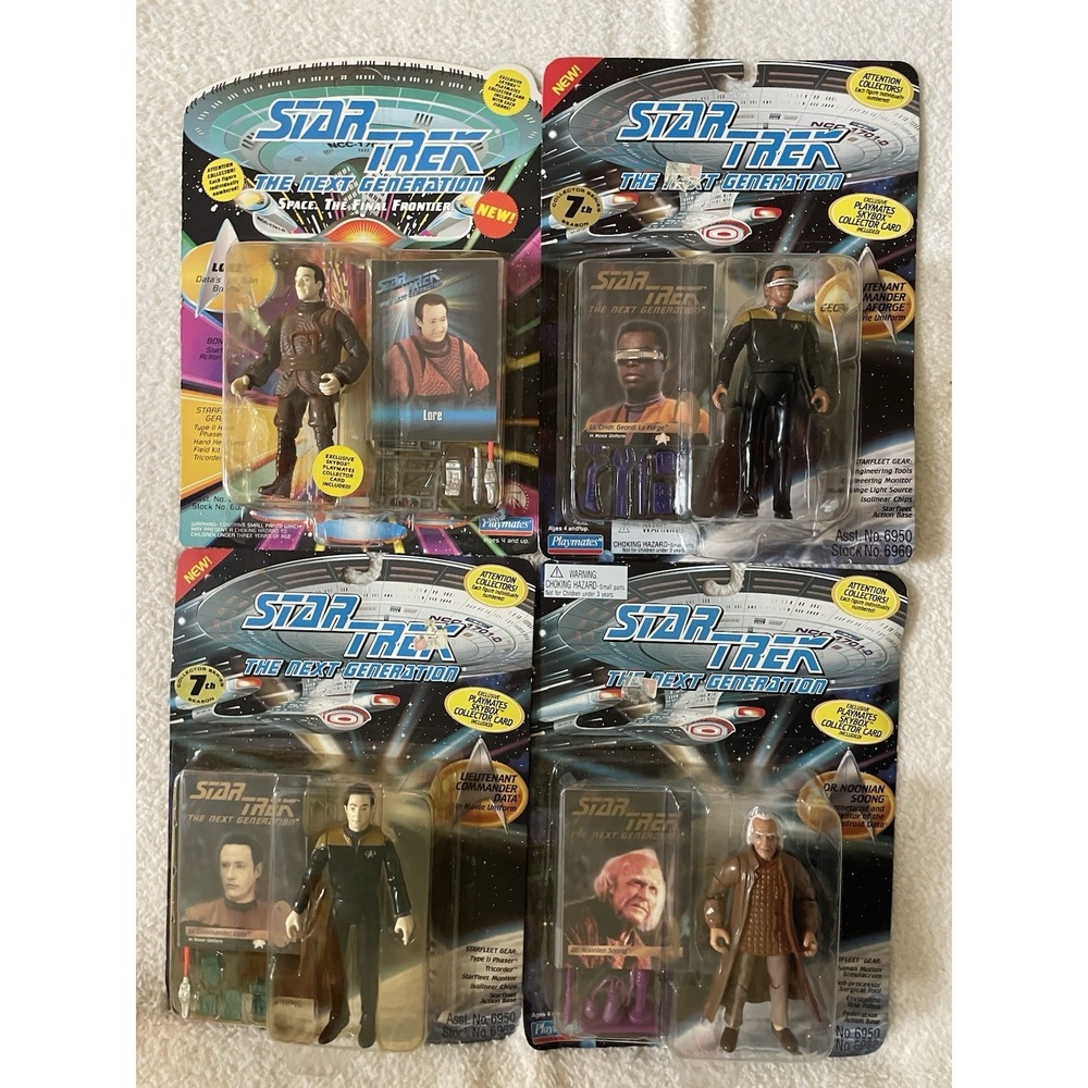 Star Trek Next Generation Action Figure Vintage Lot of 4 Lore Data LaForge Soong